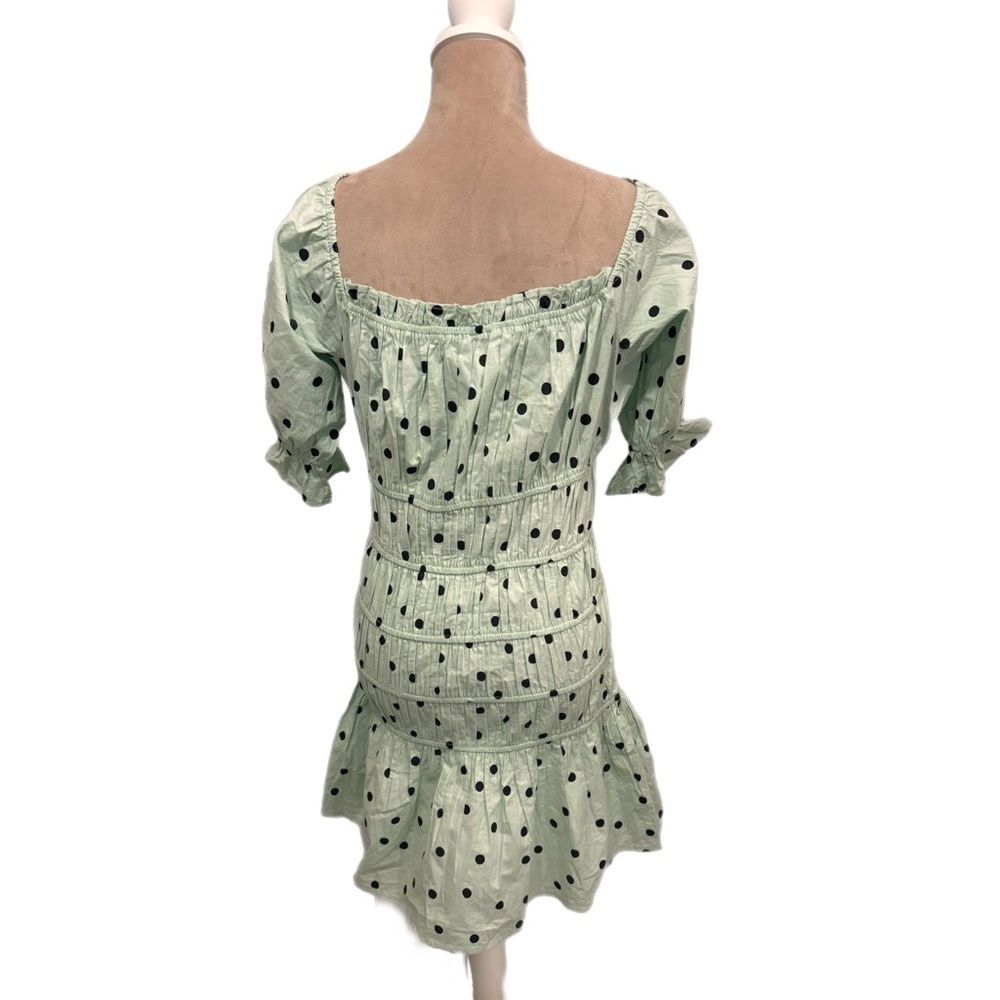 Influence Cotton Poplin Polka Dot Mini Tea Party Dress Shirring Mint Green Sz 8 - Picture 8 of 14